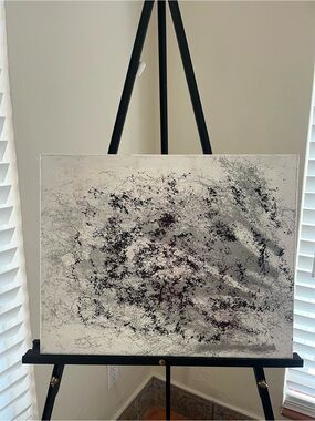 Minimalist Black & Gray Abstract Canvas Painting by